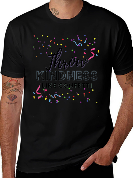 Camiseta Negra con Diseño Throw Kindness Like Confetti