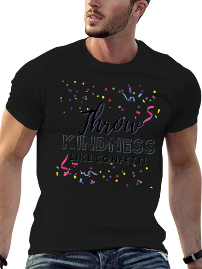 Camiseta Negra con Diseño Throw Kindness Like Confetti
