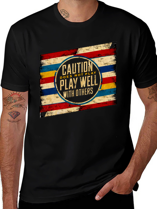 Camiseta Negra con Diseño Vintage Caution Do Not Play Well