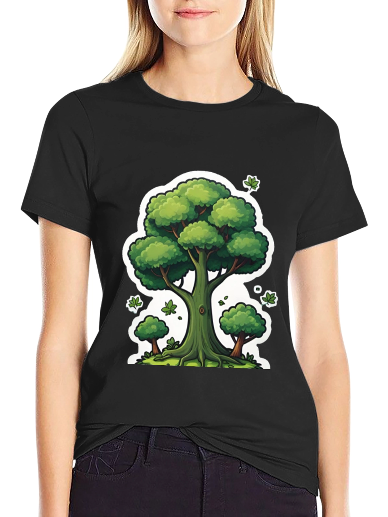 Camiseta Negra con Diseño de Árbol