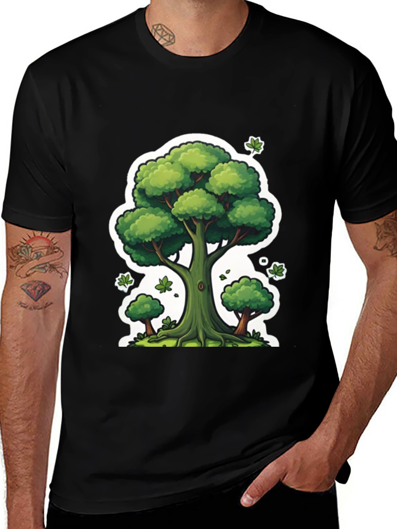 Camiseta Negra con Diseño de Árbol