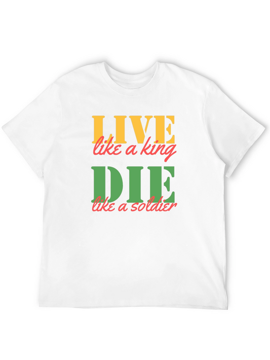 Camiseta Negra con Estampado Vive como Rey