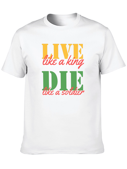 Camiseta Negra con Estampado Vive como Rey