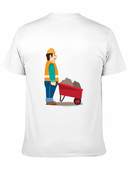 Camiseta Negra con Dibujo de Obrero