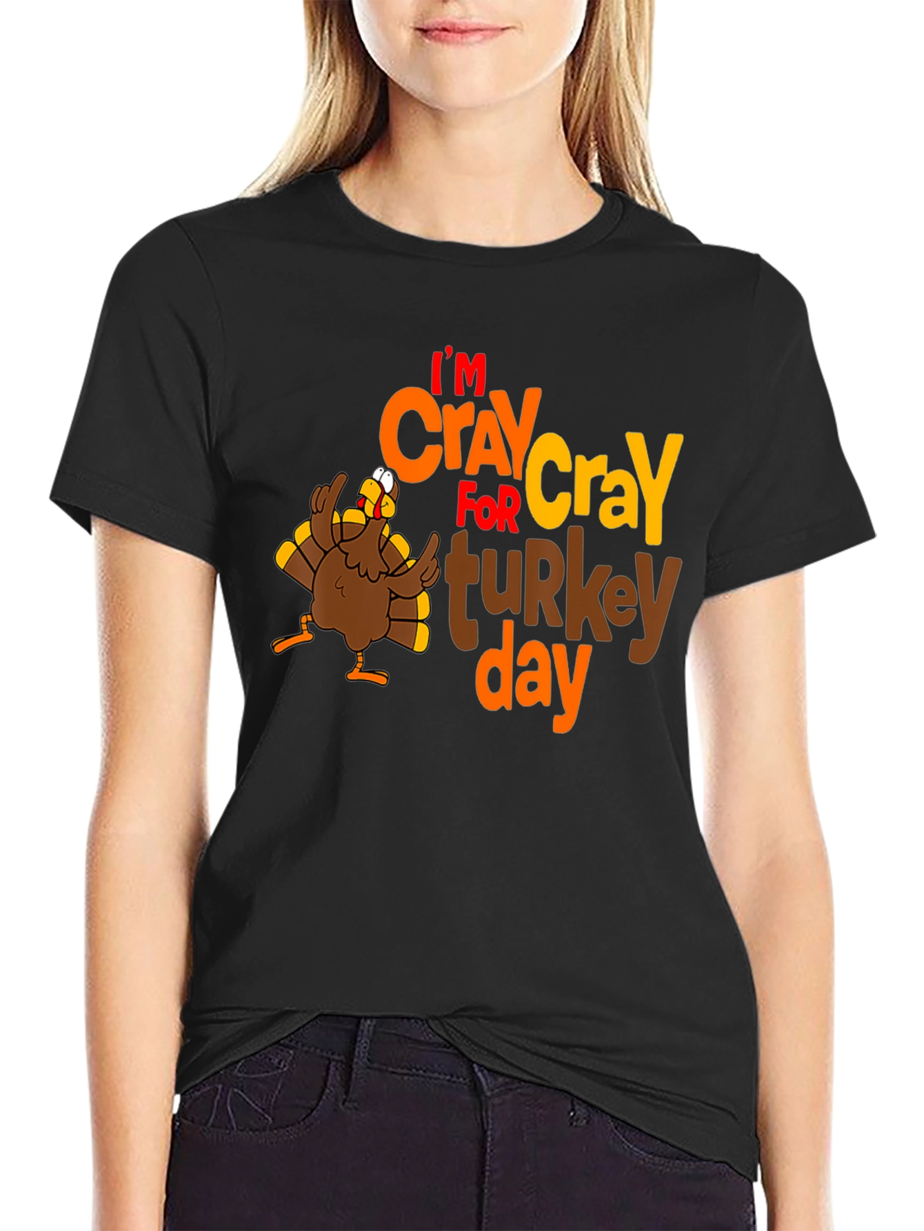 Camiseta Negra Im CRAY for turkey day