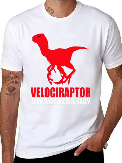 Camiseta Negra Dinosaurio Velociraptor Día de Concienciación