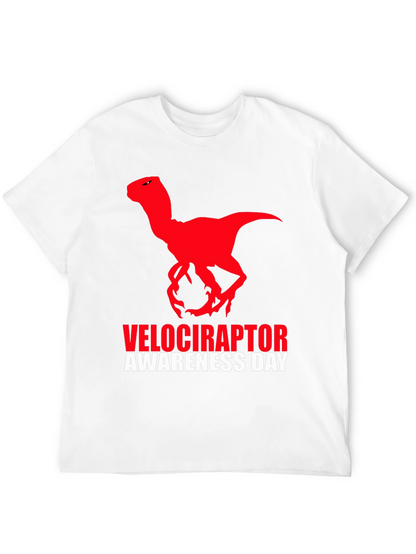 Camiseta Negra Dinosaurio Velociraptor Día de Concienciación