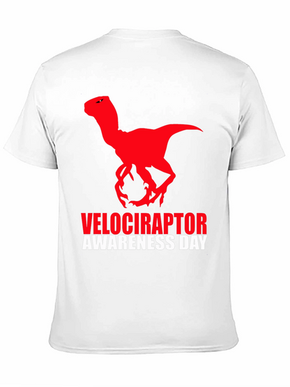 Camiseta Negra Dinosaurio Velociraptor Día de Concienciación