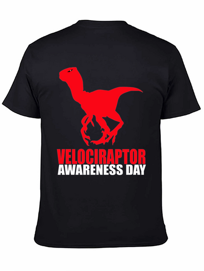 Camiseta Negra Dinosaurio Velociraptor Día de Concienciación