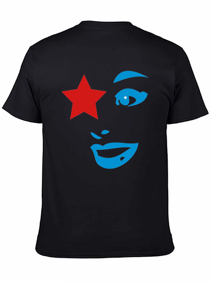 Camiseta Negra Mujer Estrella Roja y Diseño Abstracto