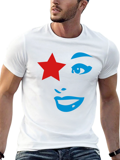 Camiseta Negra Mujer Estrella Roja y Diseño Abstracto