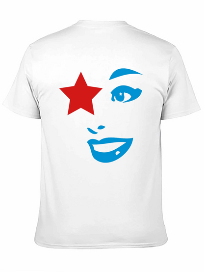 Camiseta Negra Mujer Estrella Roja y Diseño Abstracto