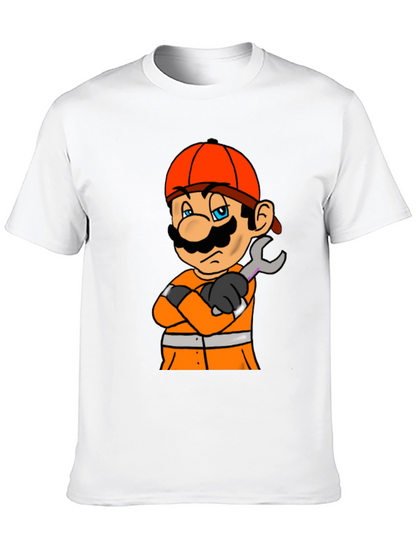 Camiseta Negra con Diseño de Mario Constructor