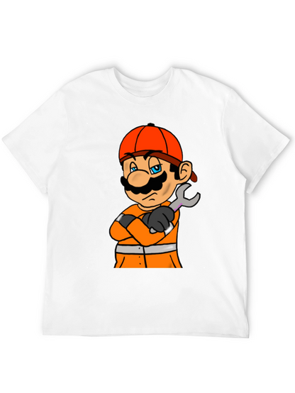 Camiseta Negra con Diseño de Mario Constructor