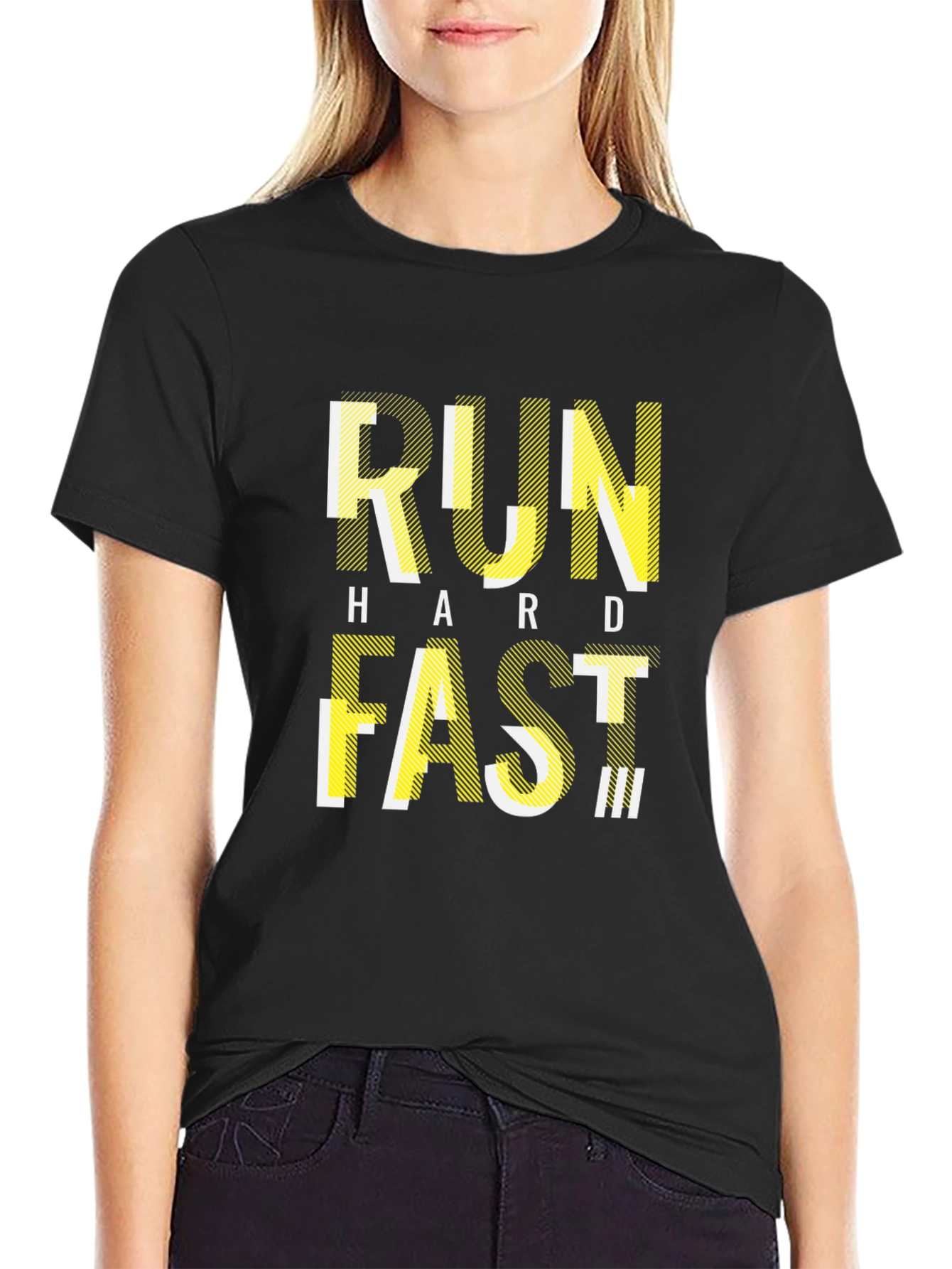 Camiseta Negra Deportiva con Diseño RUN