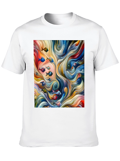 Camiseta Negra con Diseño Abstracto de Peces