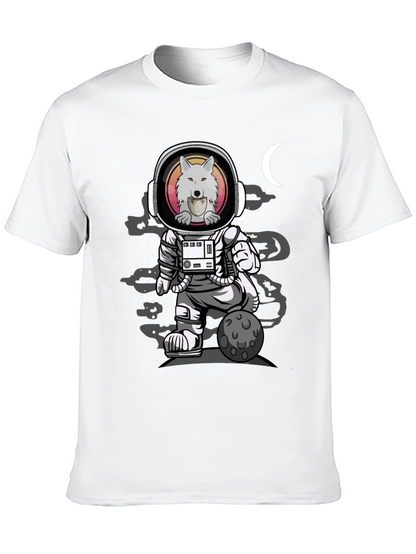 Camiseta Negra con Diseño de Astronauta Lobo