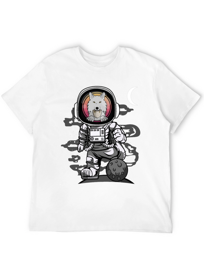 Camiseta Negra con Diseño de Astronauta Lobo