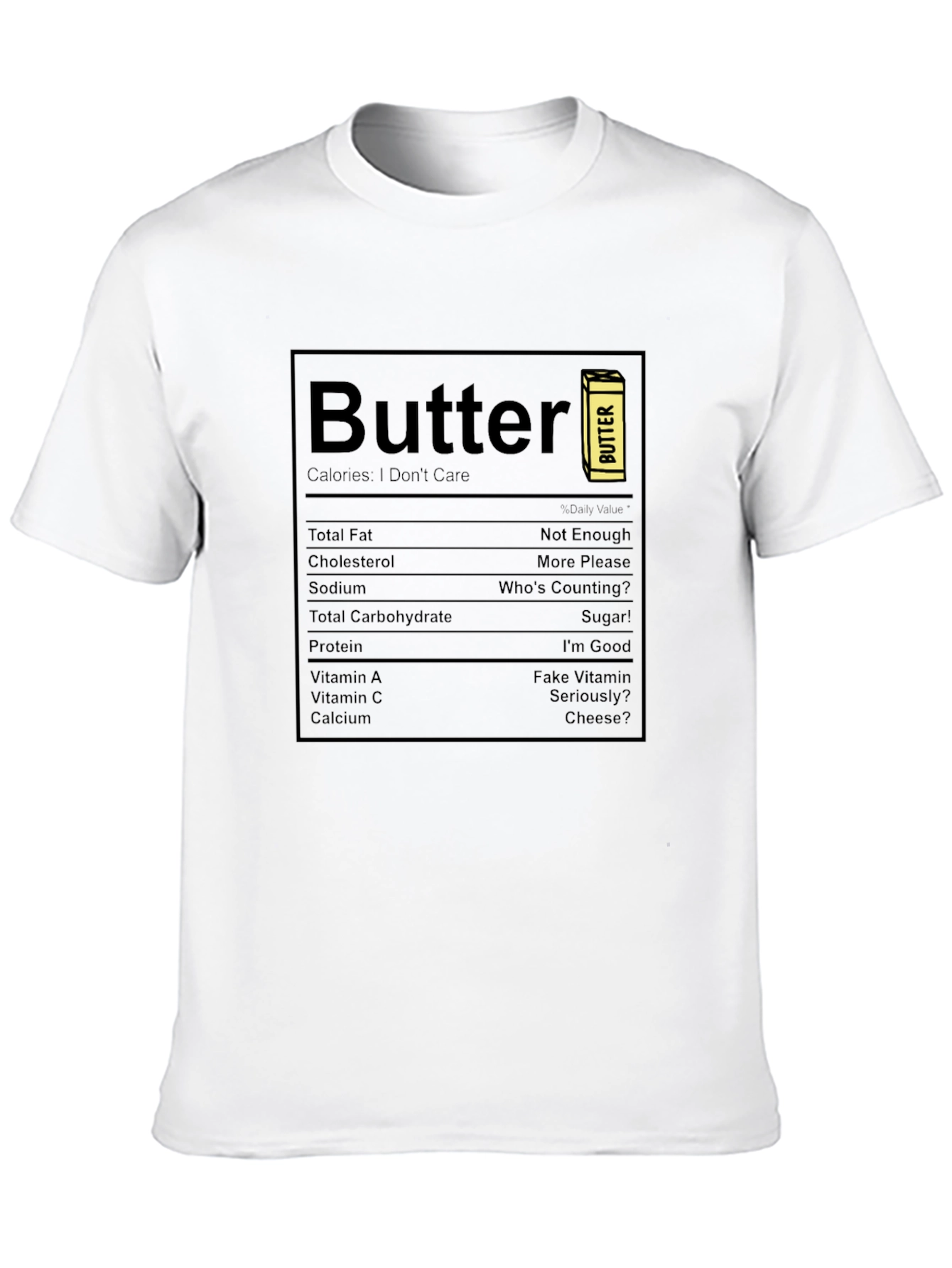 Camiseta Negra con Diseño Nutricional de Mantequilla