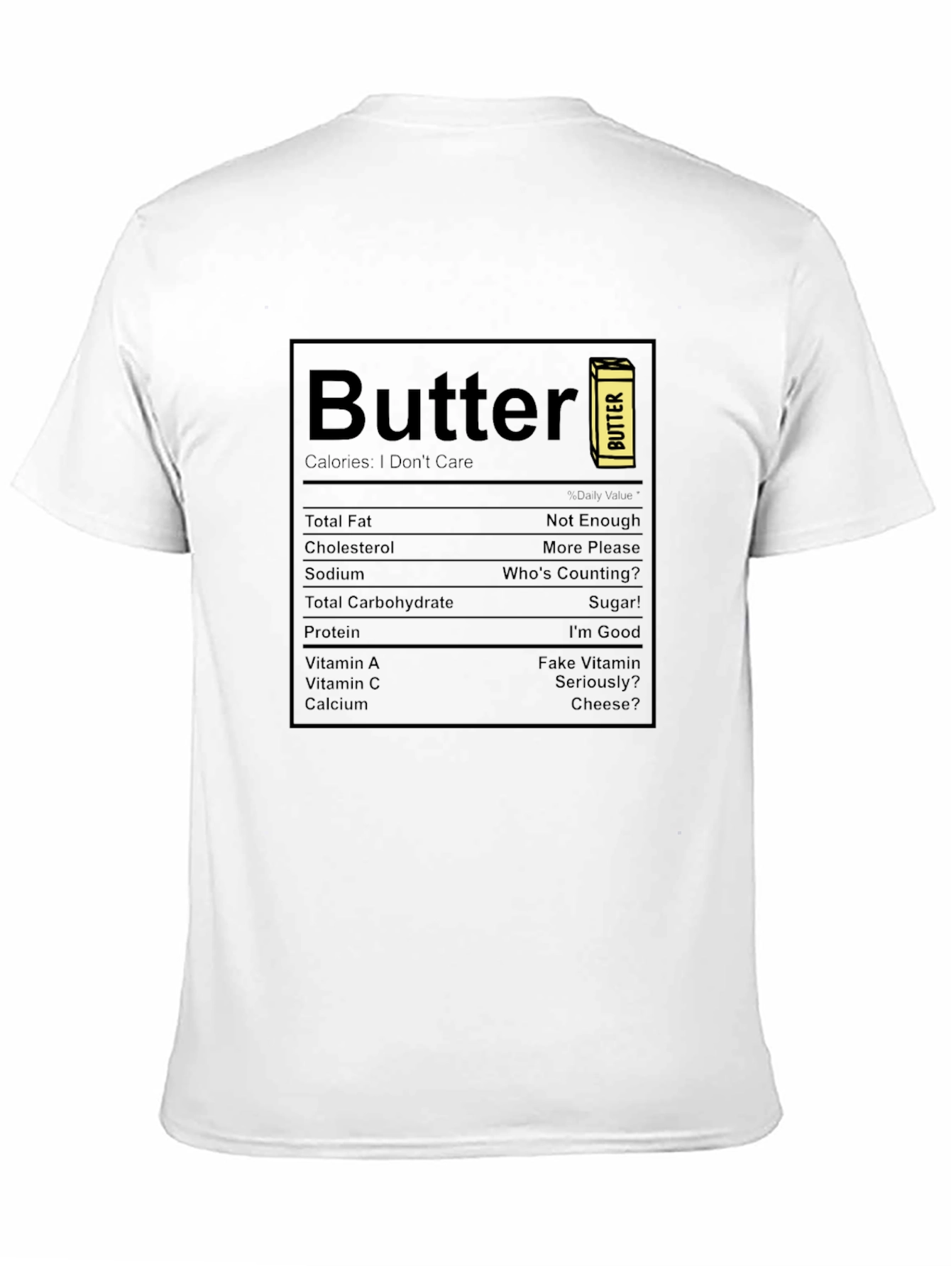 Camiseta Negra con Diseño Nutricional de Mantequilla