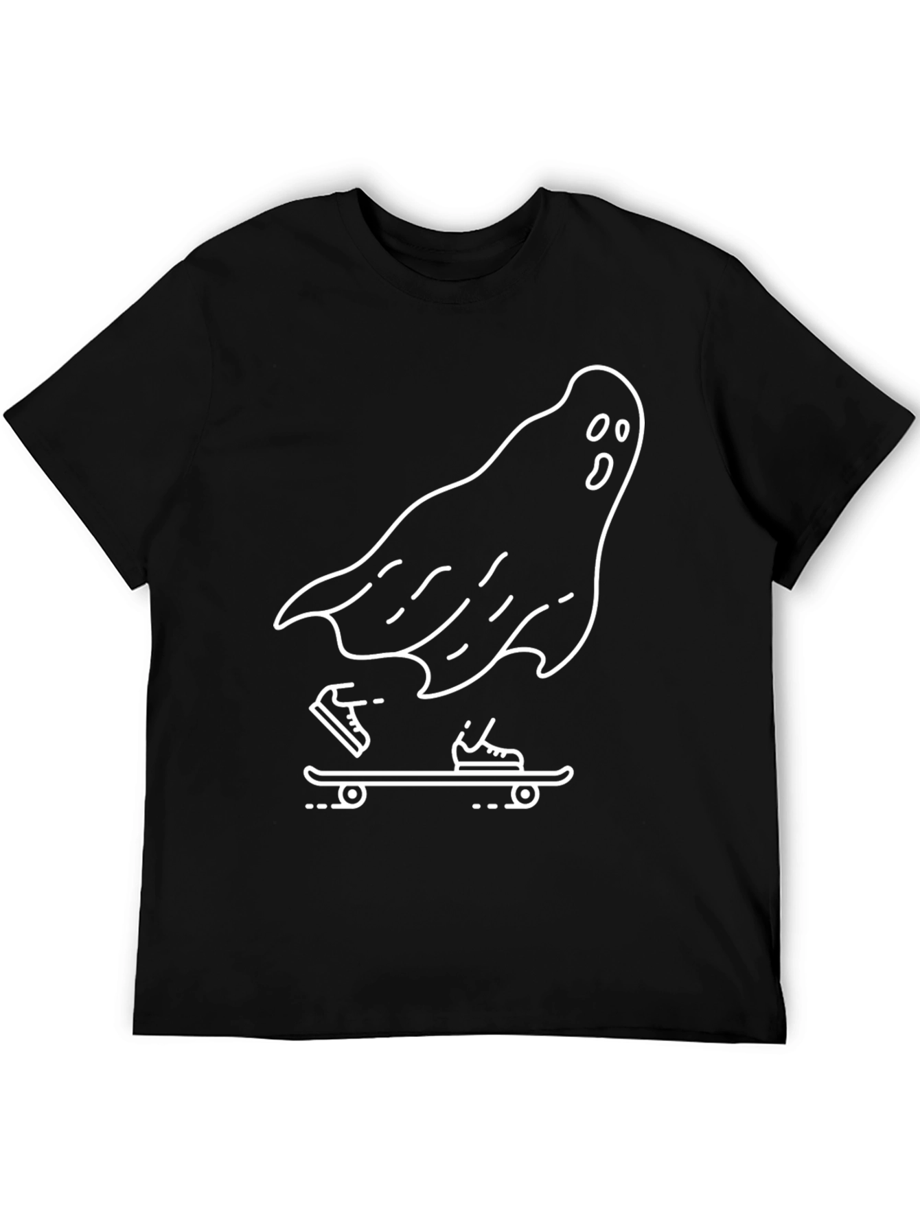 Camiseta Negra con Fantasma Skater