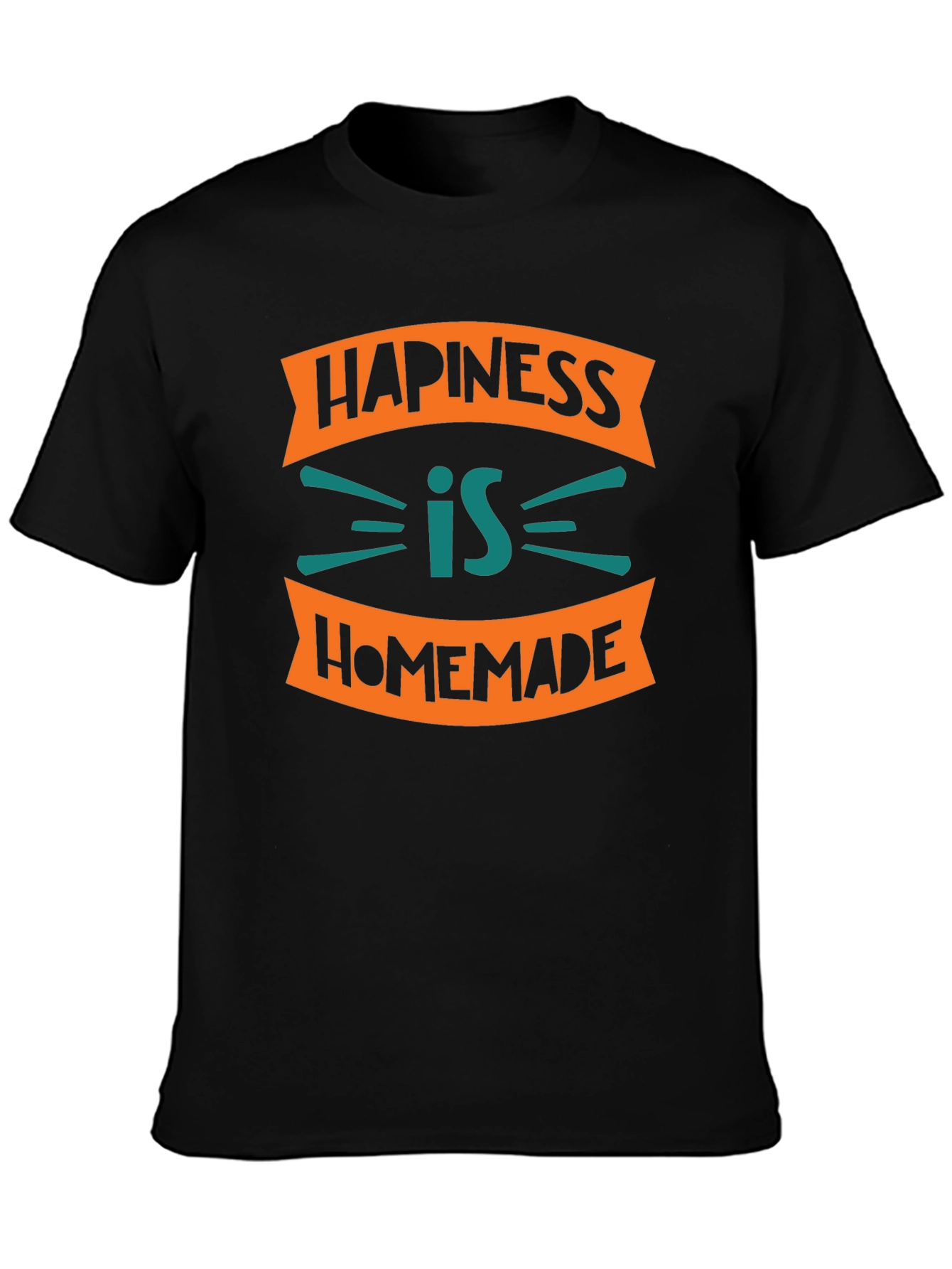 Camiseta Negra con Diseño Happiness is Homemade