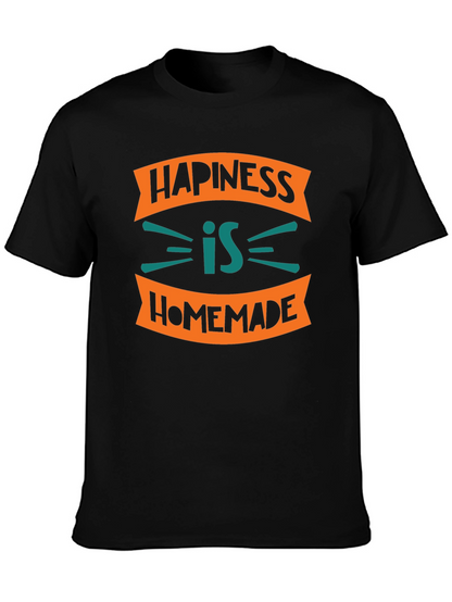 Camiseta Negra con Diseño Happiness is Homemade