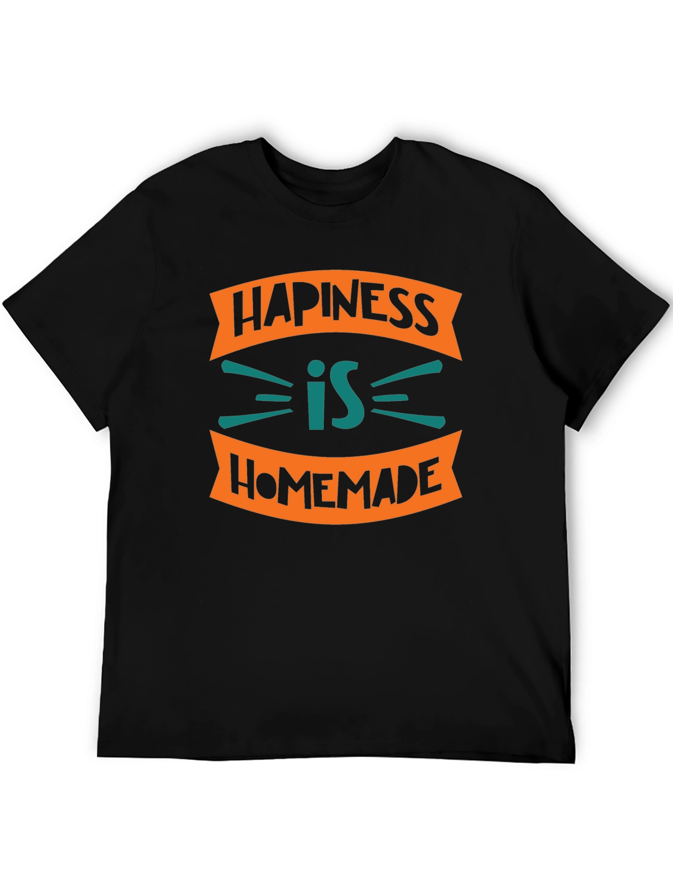 Camiseta Negra con Diseño Happiness is Homemade