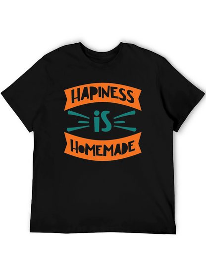 Camiseta Negra con Diseño Happiness is Homemade