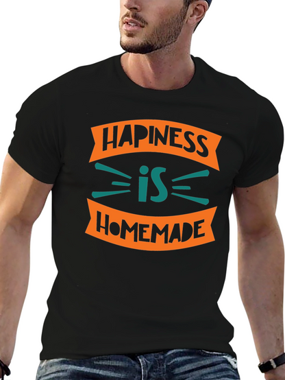 Camiseta Negra con Diseño Happiness is Homemade
