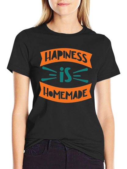 Camiseta Negra con Diseño Happiness is Homemade