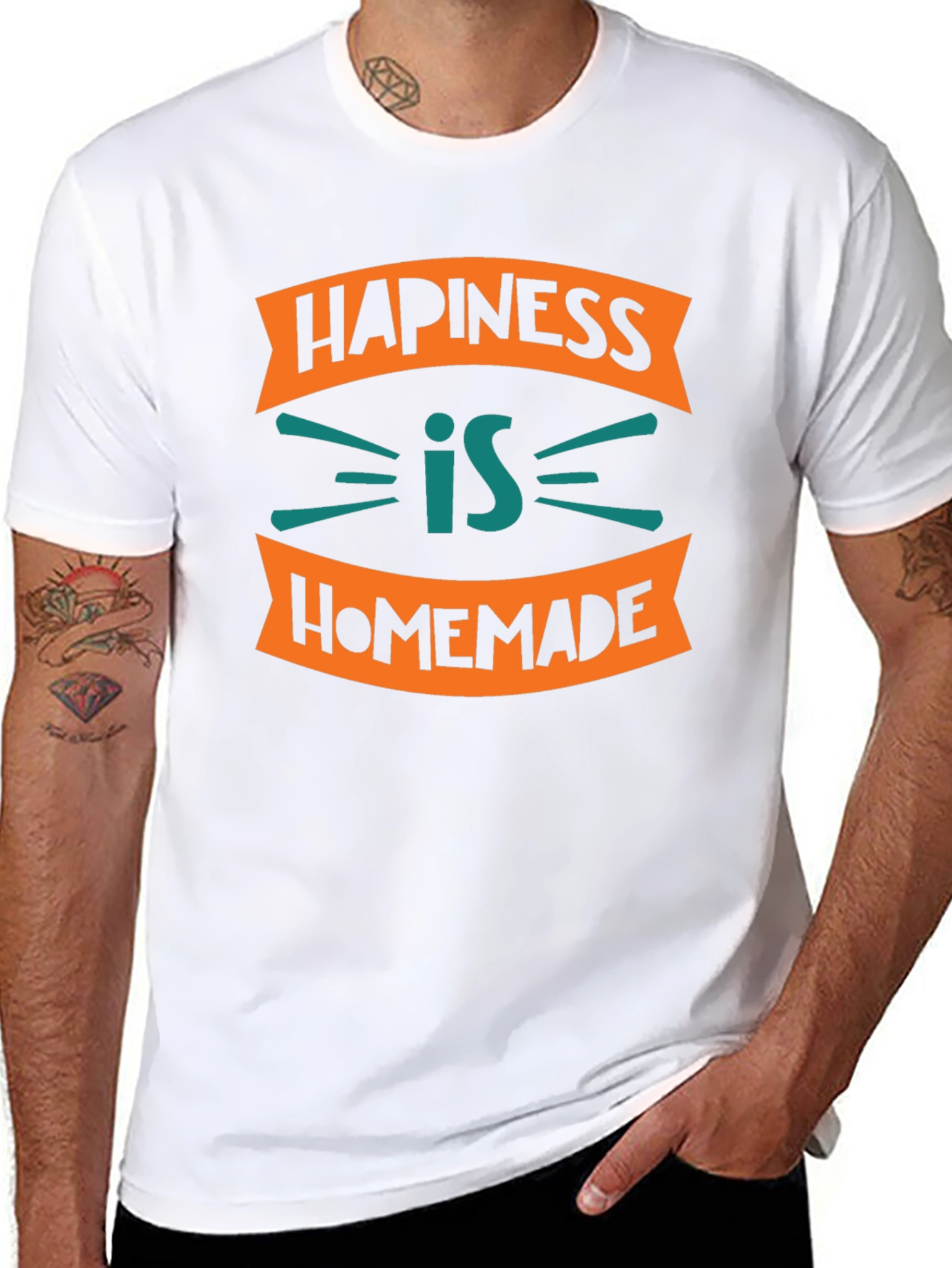 Camiseta Negra con Diseño Happiness is Homemade