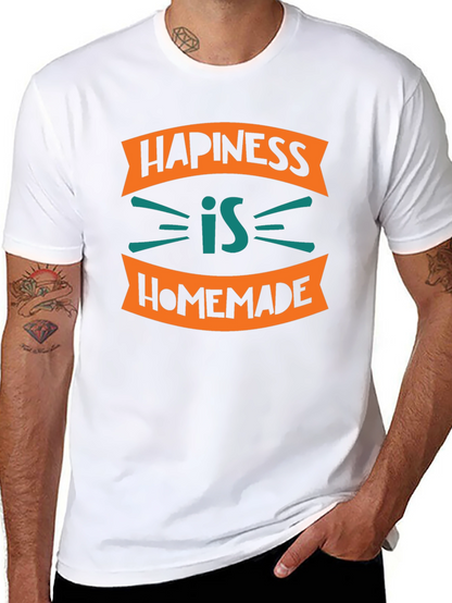 Camiseta Negra con Diseño Happiness is Homemade