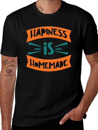 Camiseta Negra con Diseño Happiness is Homemade