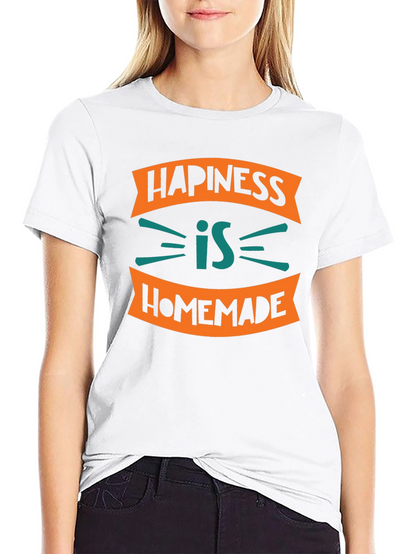 Camiseta Negra con Diseño Happiness is Homemade