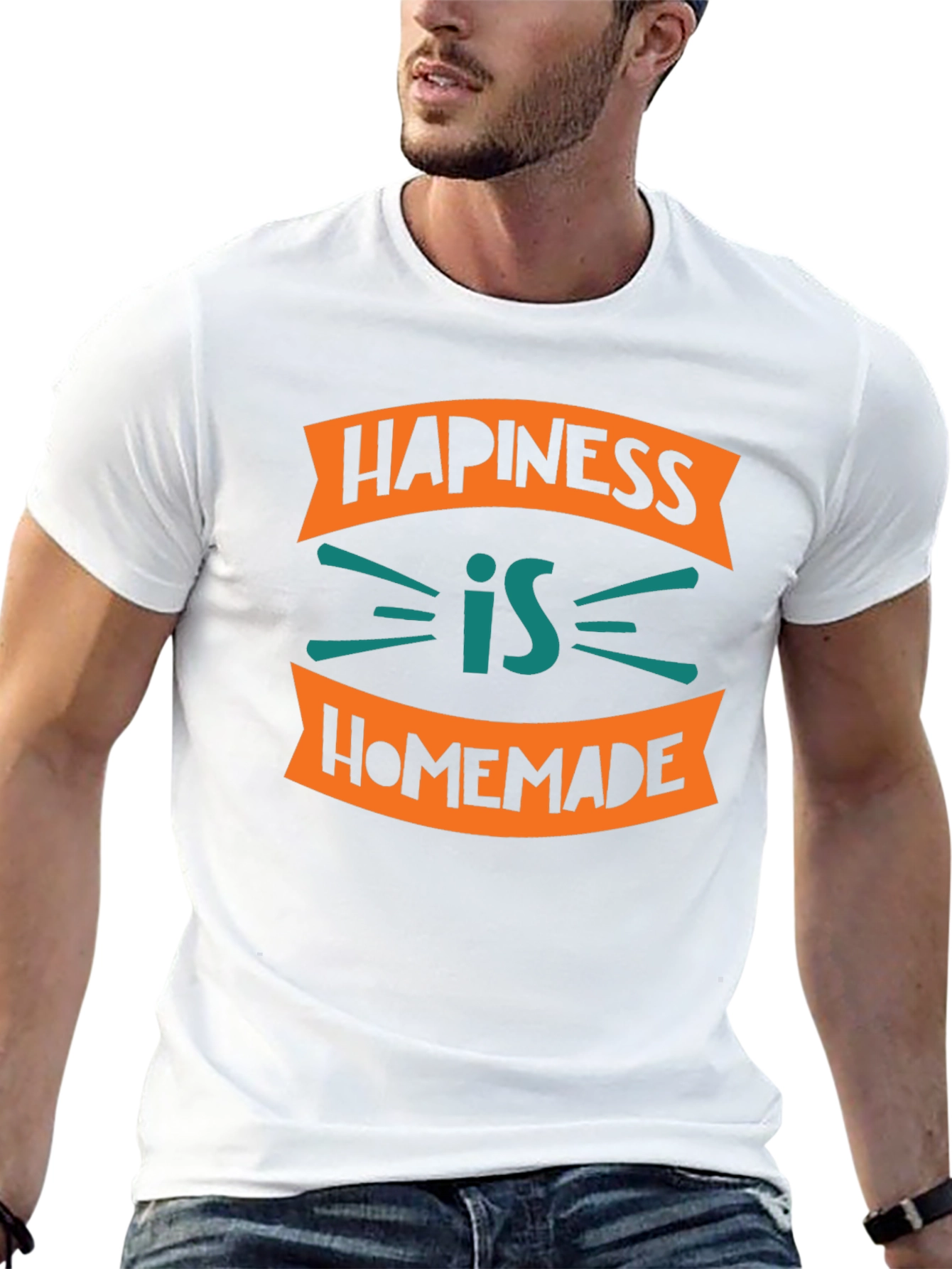Camiseta Negra con Diseño Happiness is Homemade