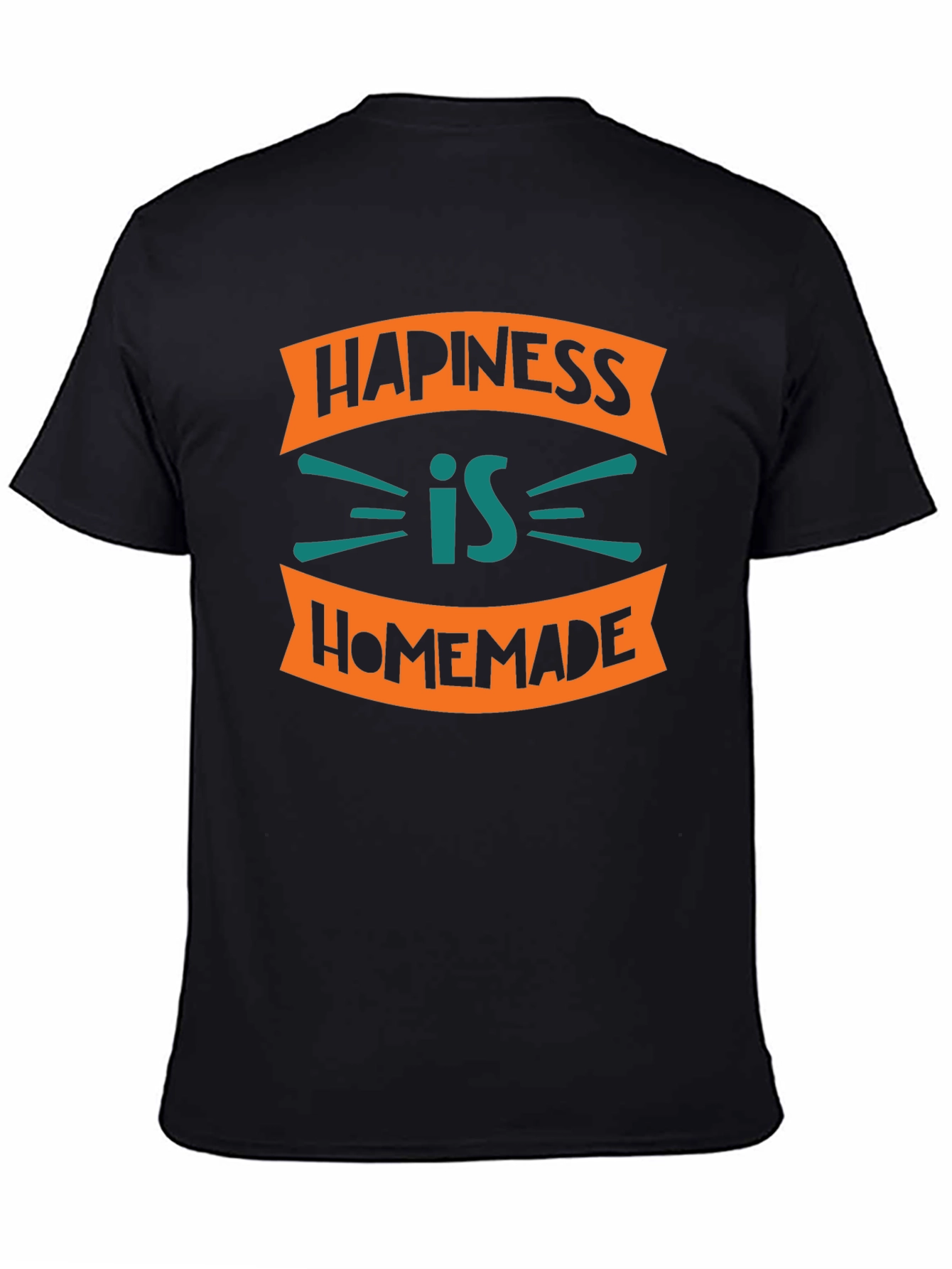 Camiseta Negra con Diseño Happiness is Homemade