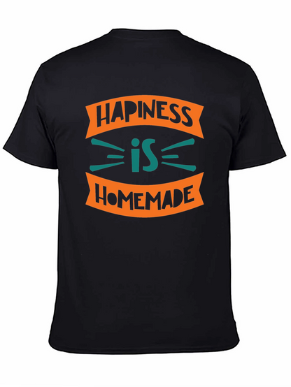 Camiseta Negra con Diseño Happiness is Homemade