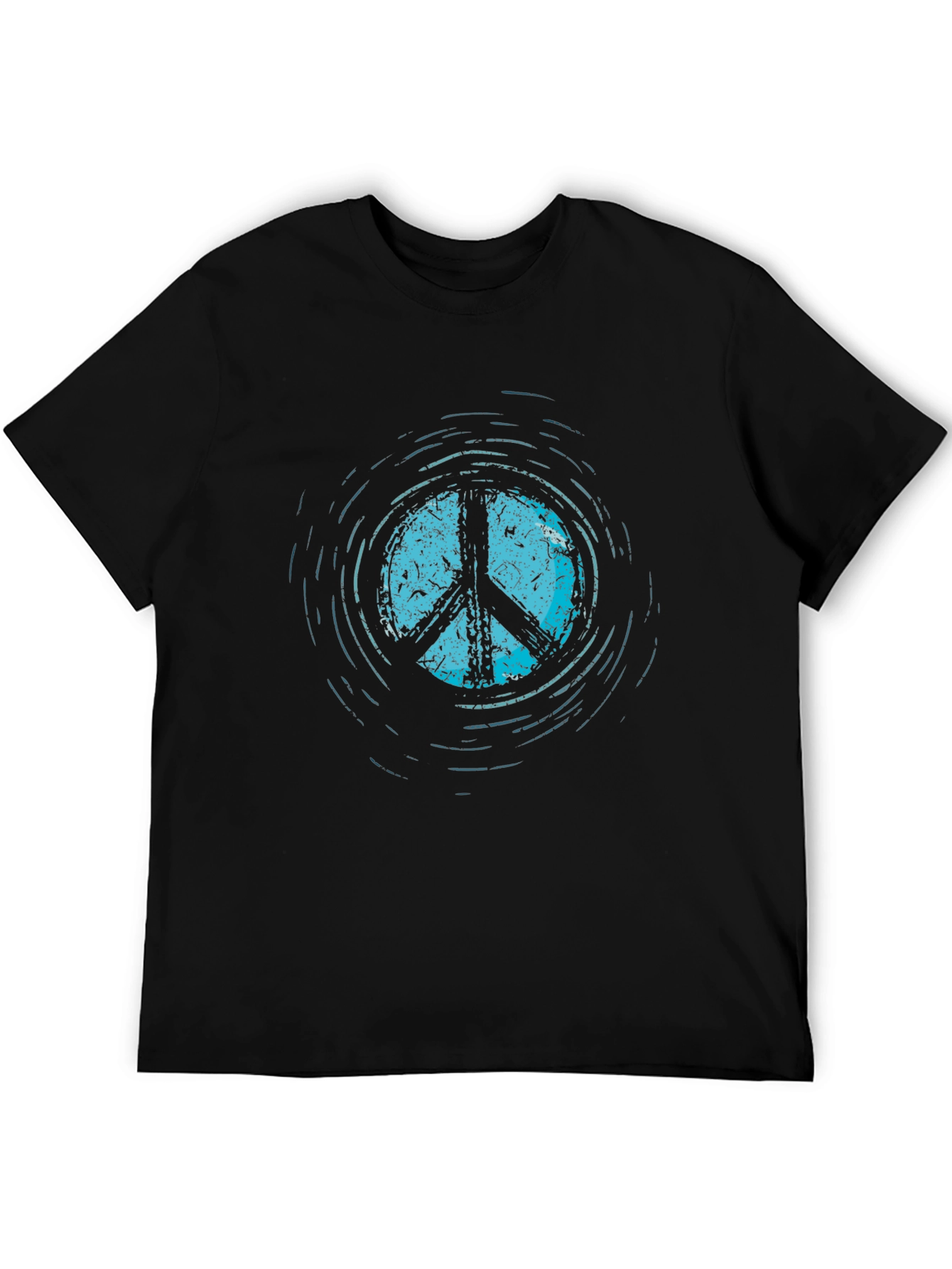 Camiseta Negra con Símbolo de la Paz Azul