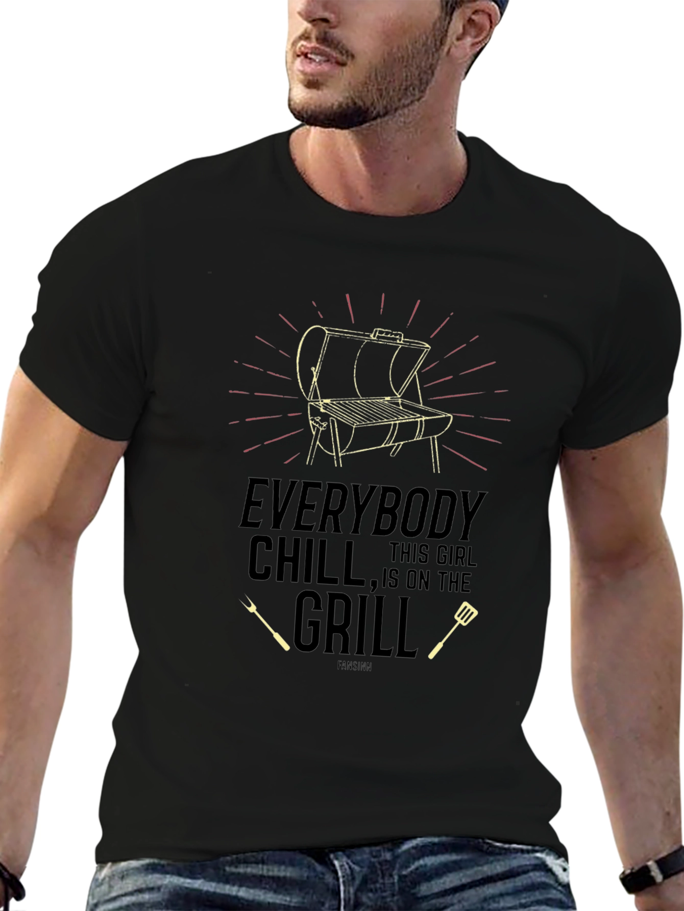Camiseta Negra de Barbacoa para Hombre