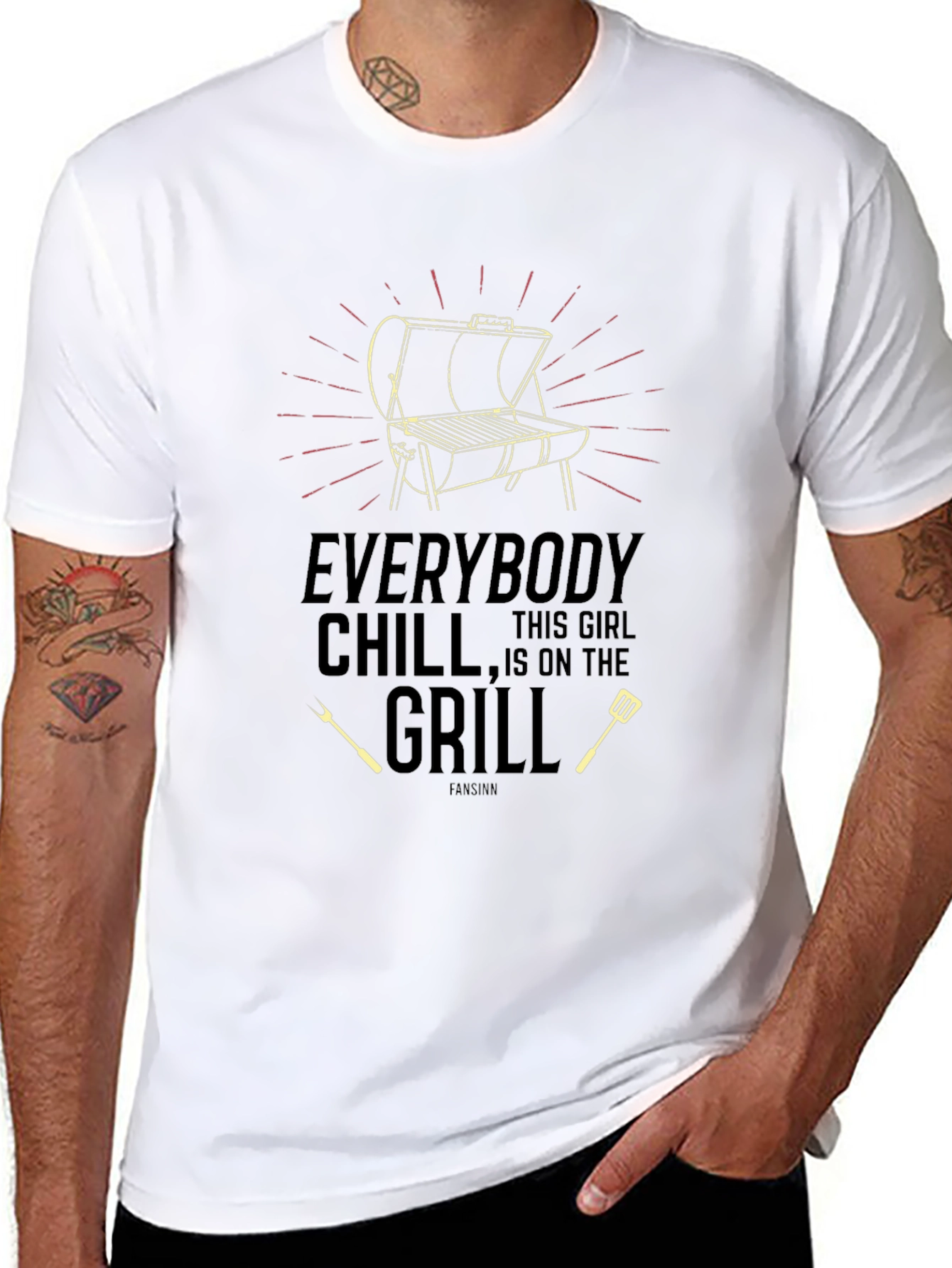Camiseta Negra de Barbacoa para Hombre