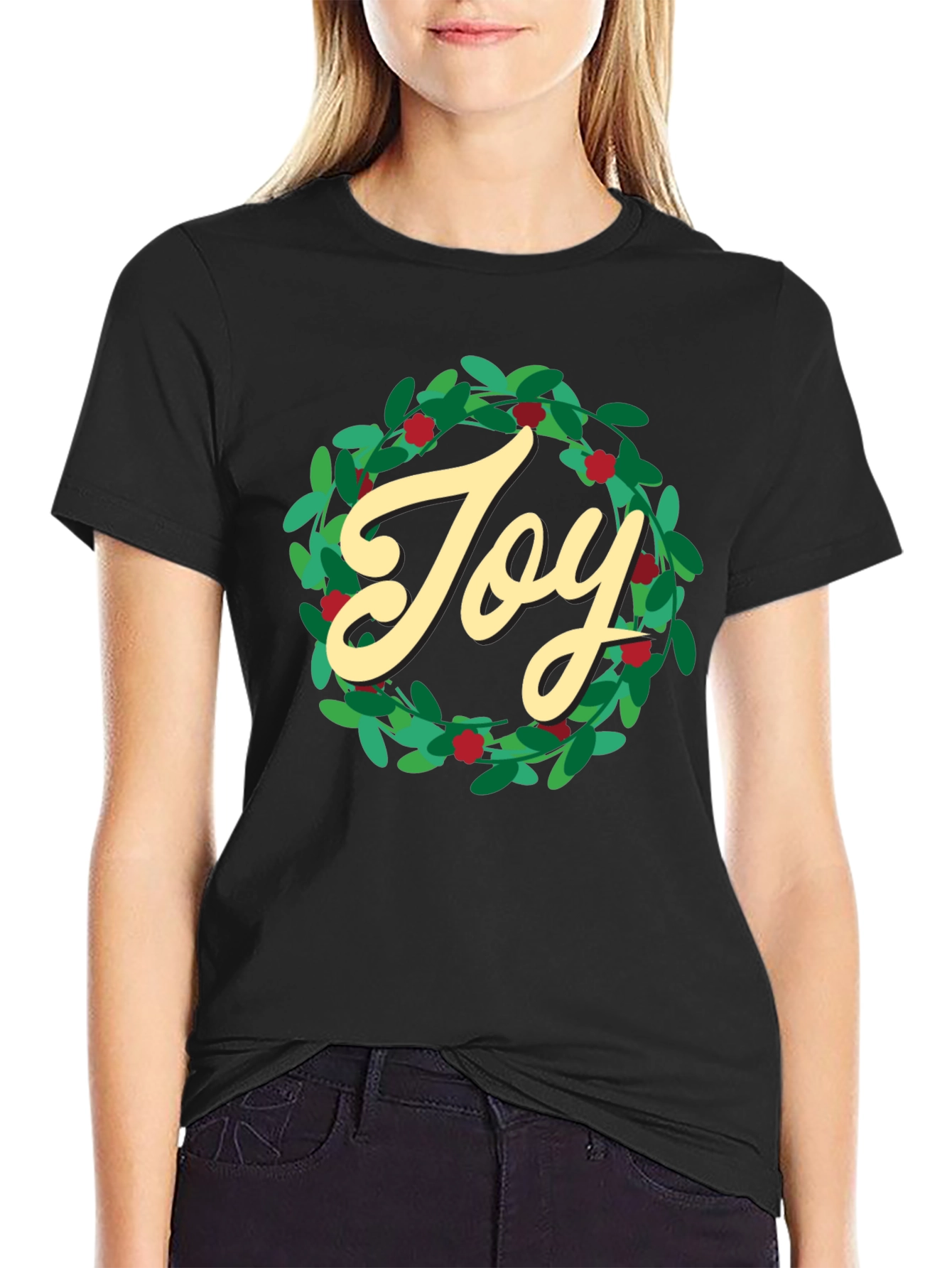 Camiseta Negra Navideña Joy
