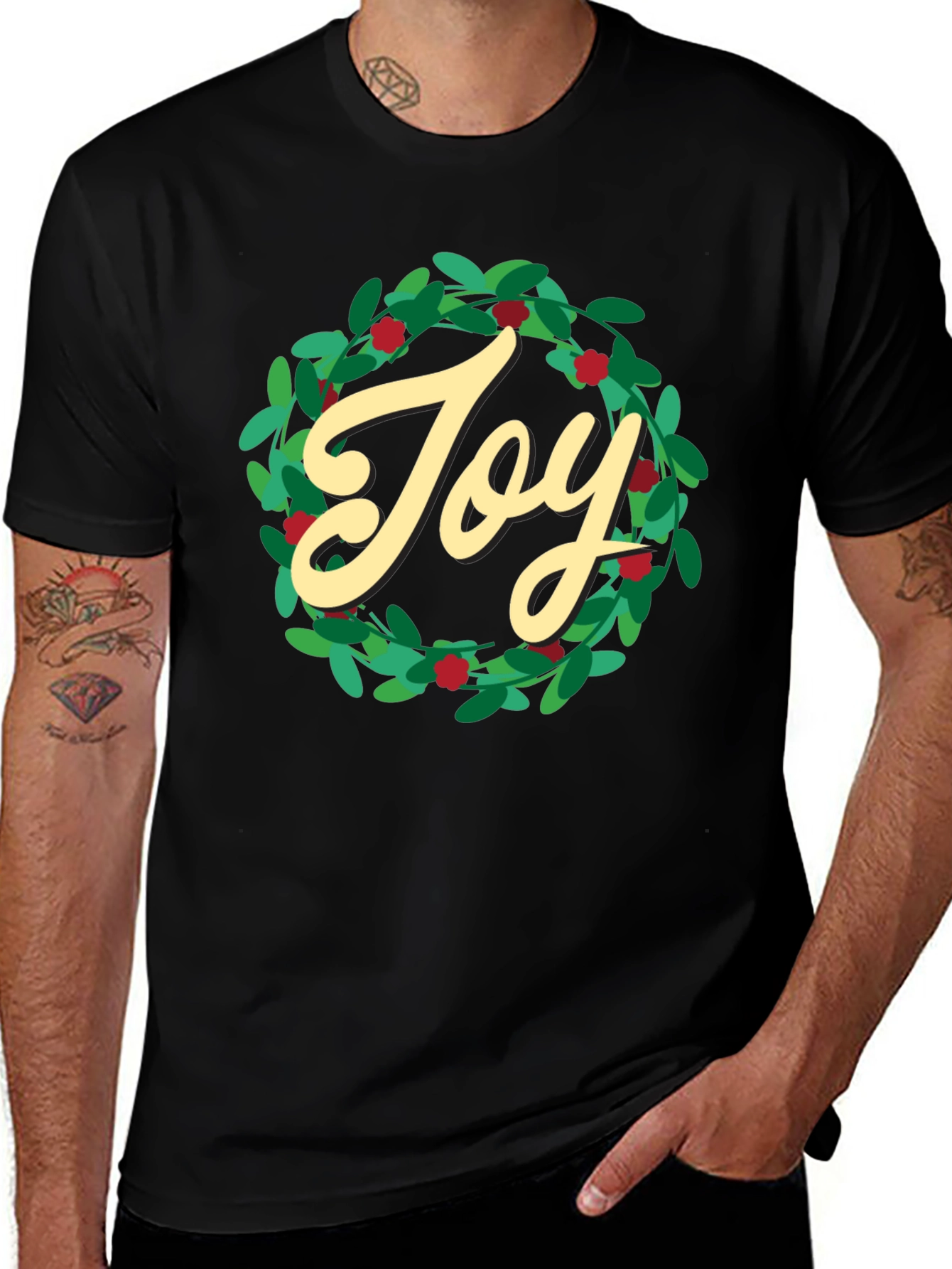 Camiseta Negra Navideña Joy