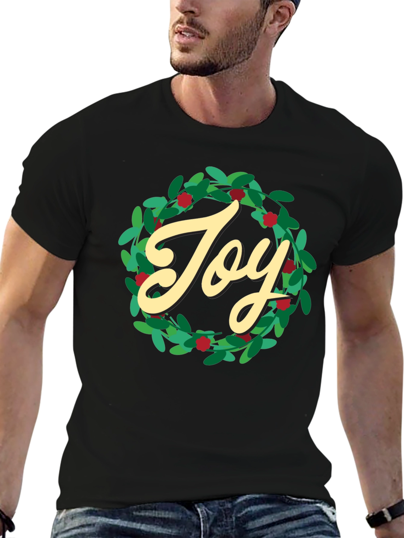 Camiseta Negra Navideña Joy