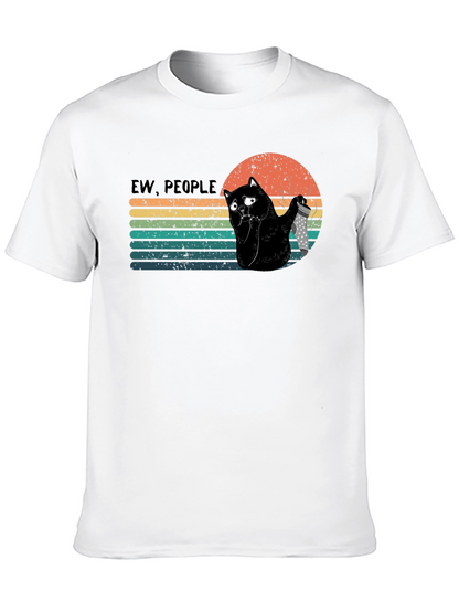 Camiseta Negra Ew People Gato con Cuchillo