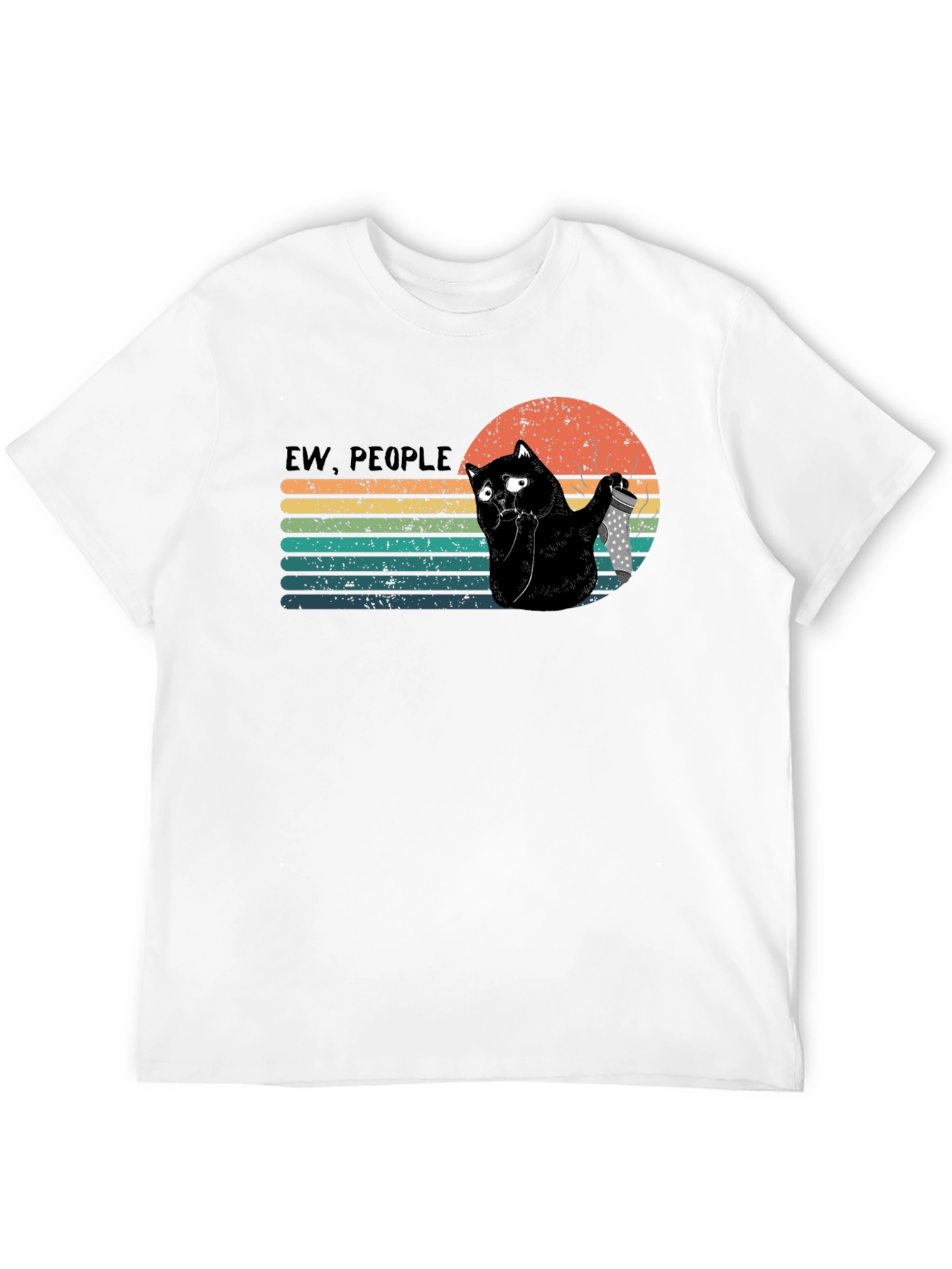 Camiseta Negra Ew People Gato con Cuchillo