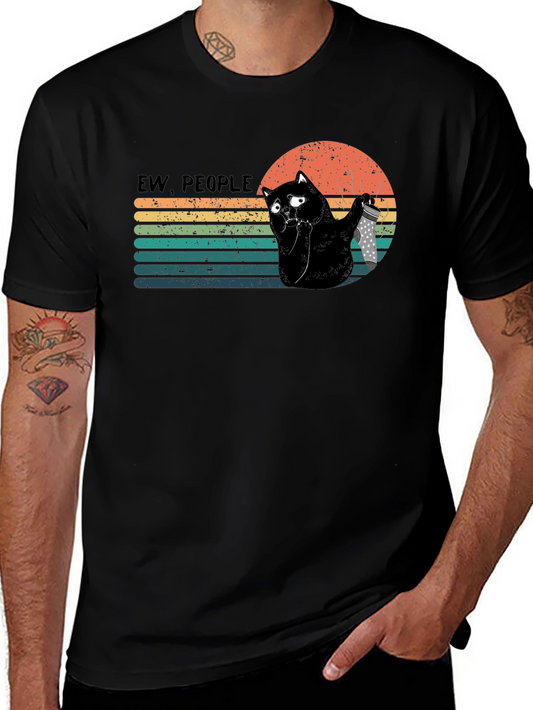 Camiseta Negra Ew People Gato con Cuchillo