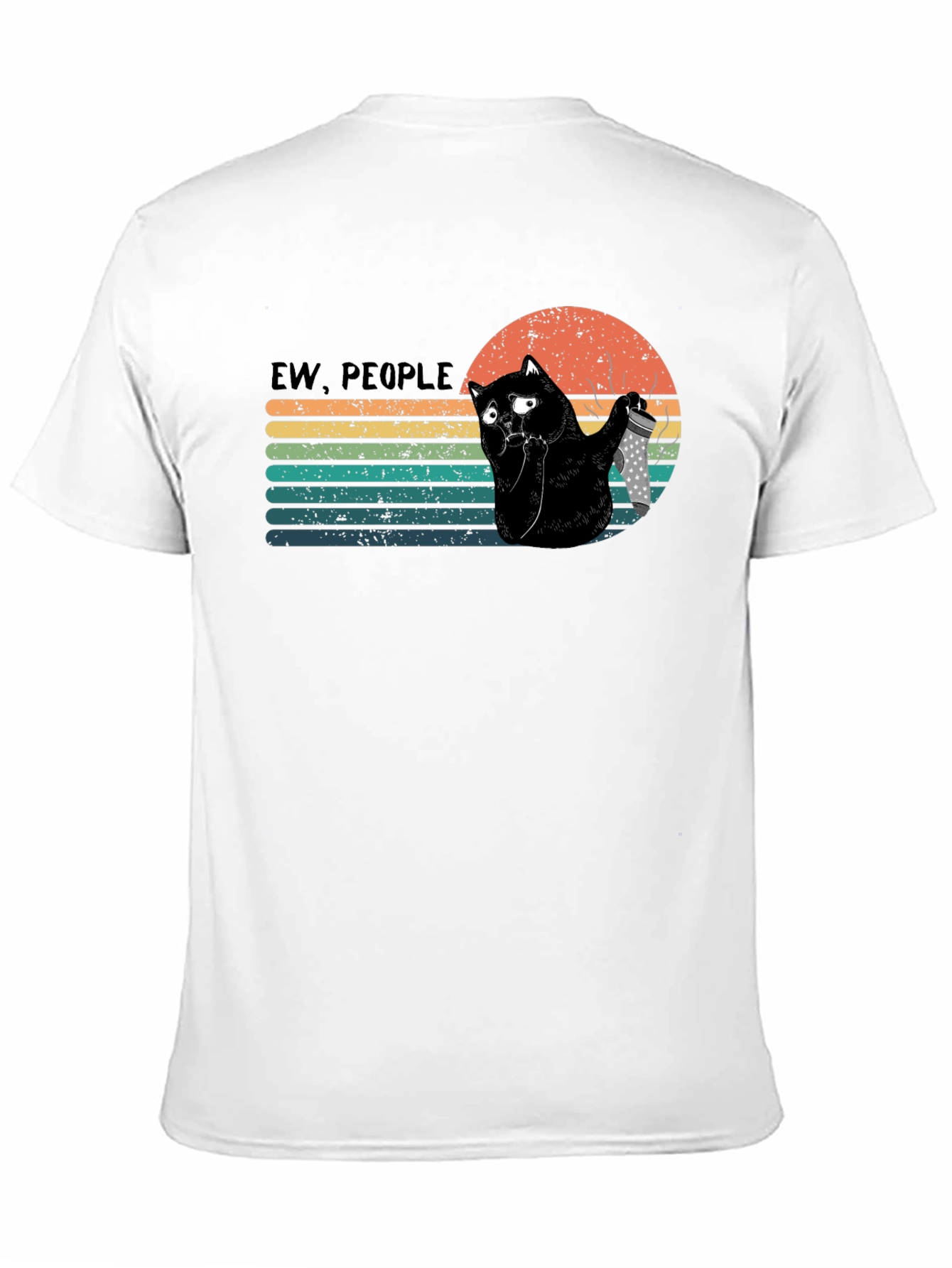 Camiseta Negra Ew People Gato con Cuchillo