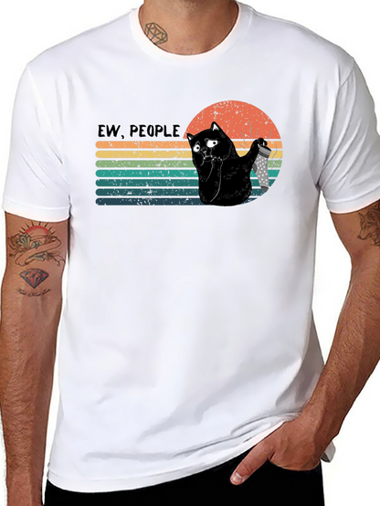Camiseta Negra Ew People Gato con Cuchillo