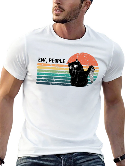 Camiseta Negra Ew People Gato con Cuchillo
